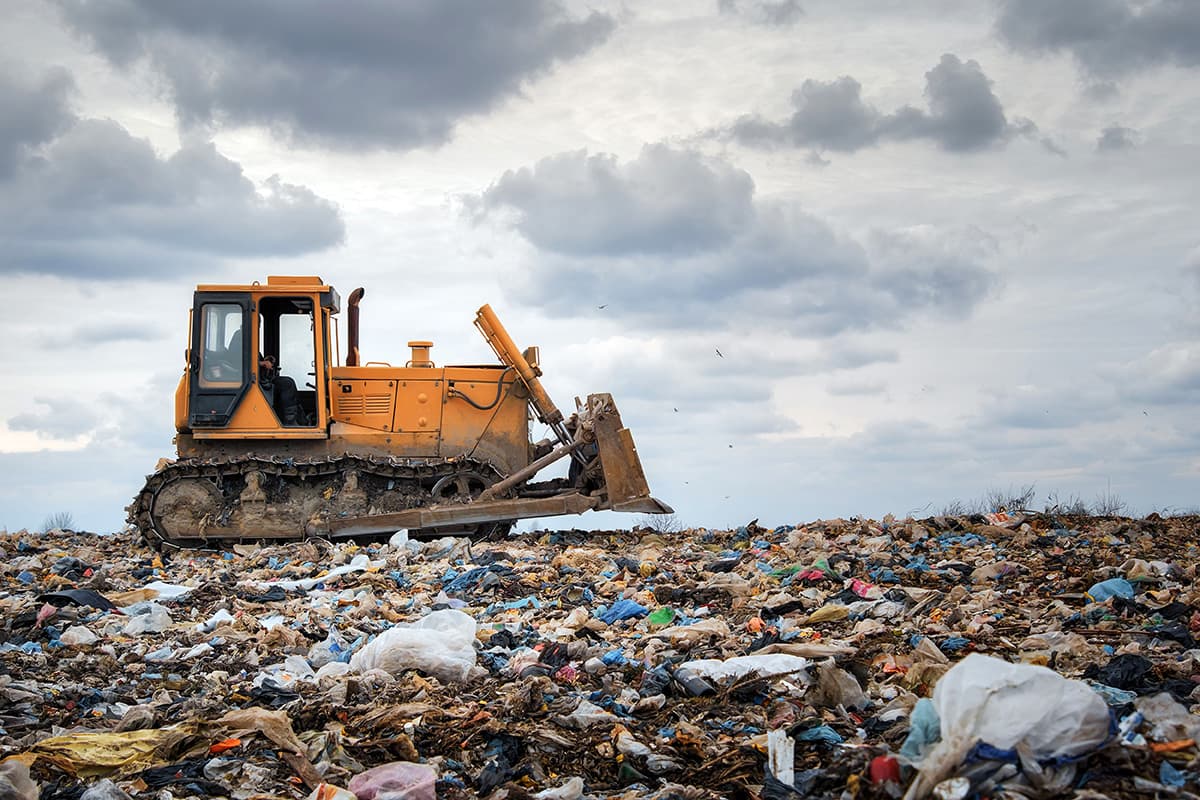 Landfill with bulldozer — what we're working to prevent